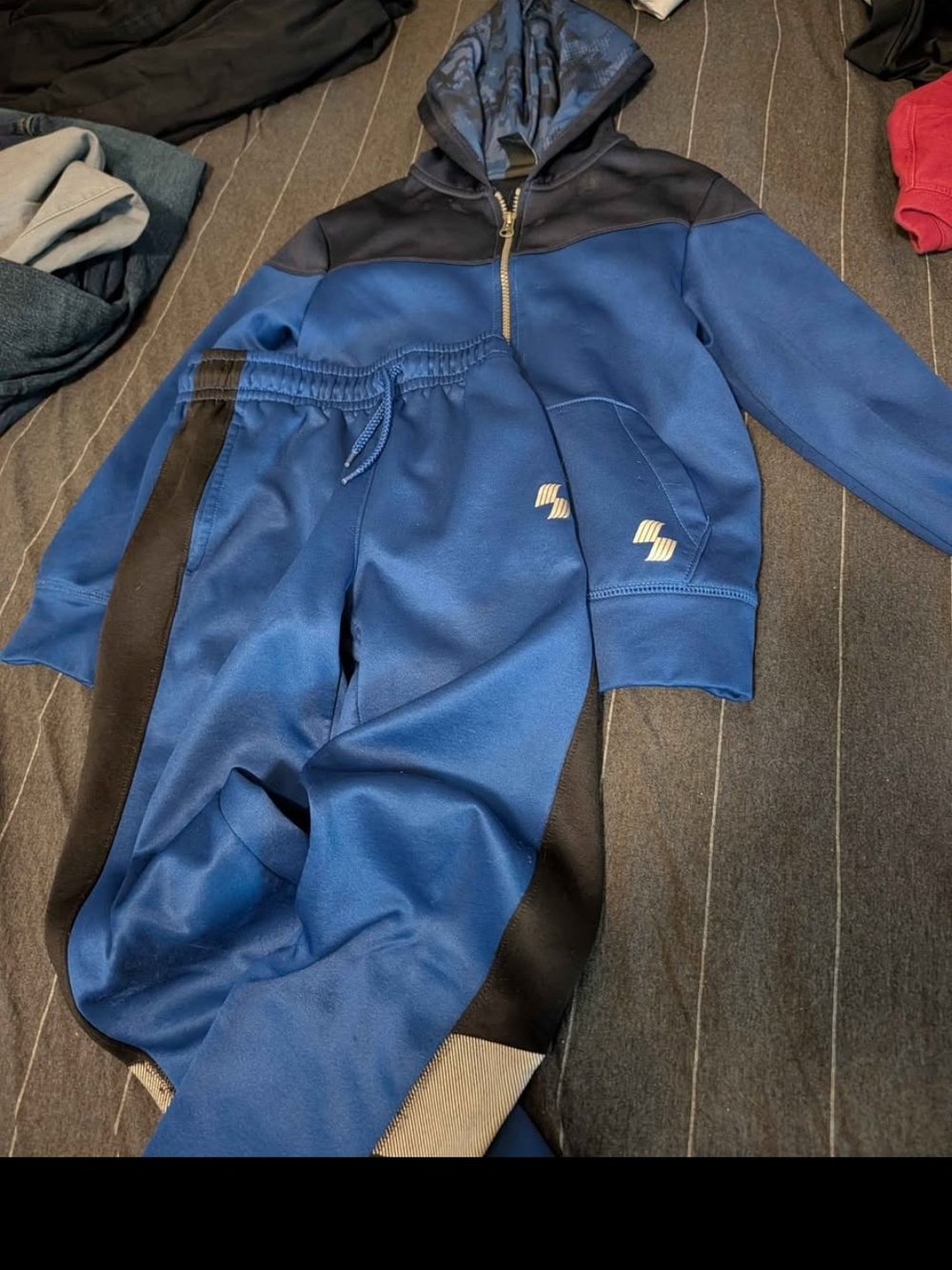 Blue and Black Zip Hoodie & Jogger Set